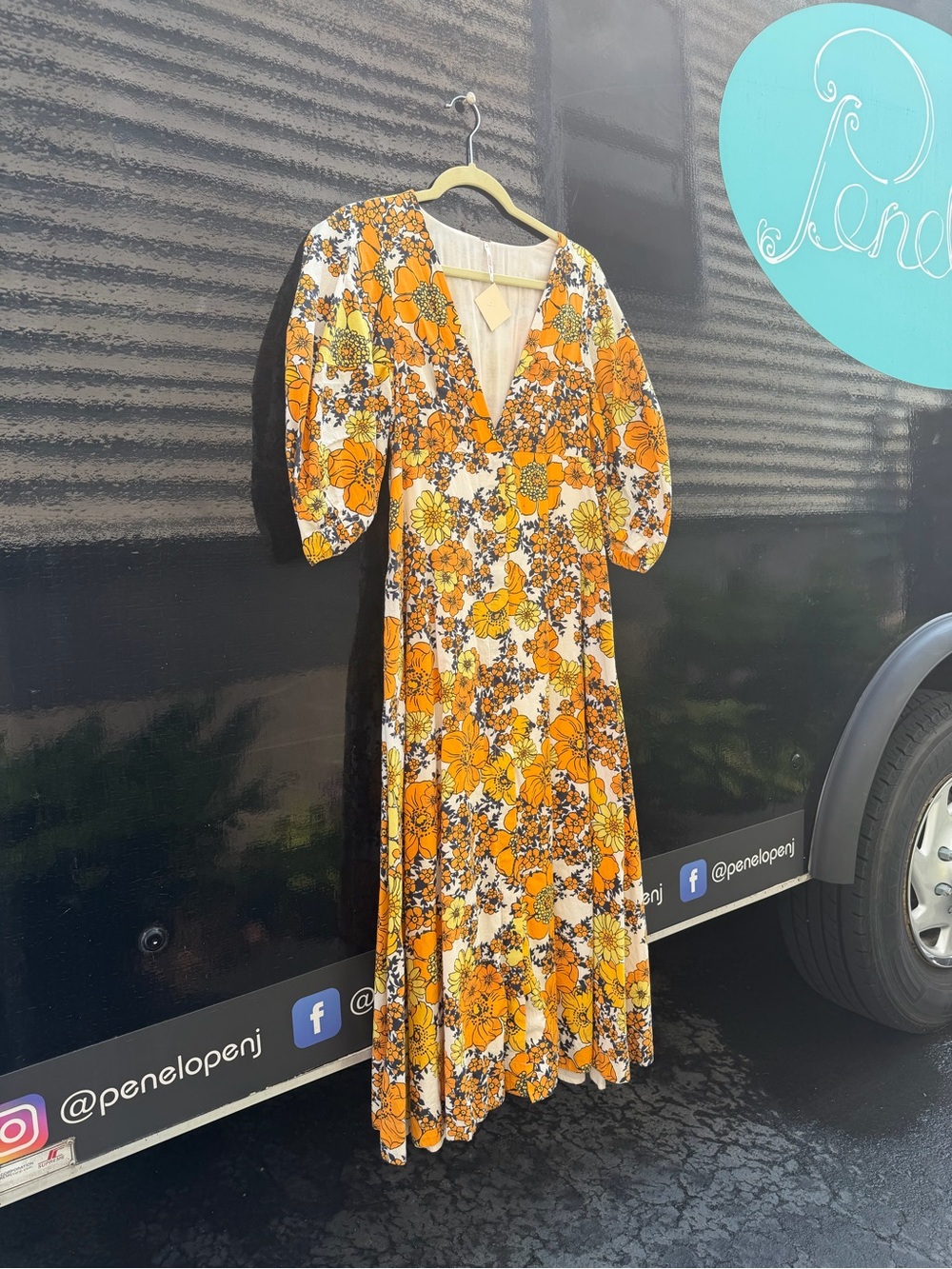 Free People Retro Orange Floral Maxi Dress